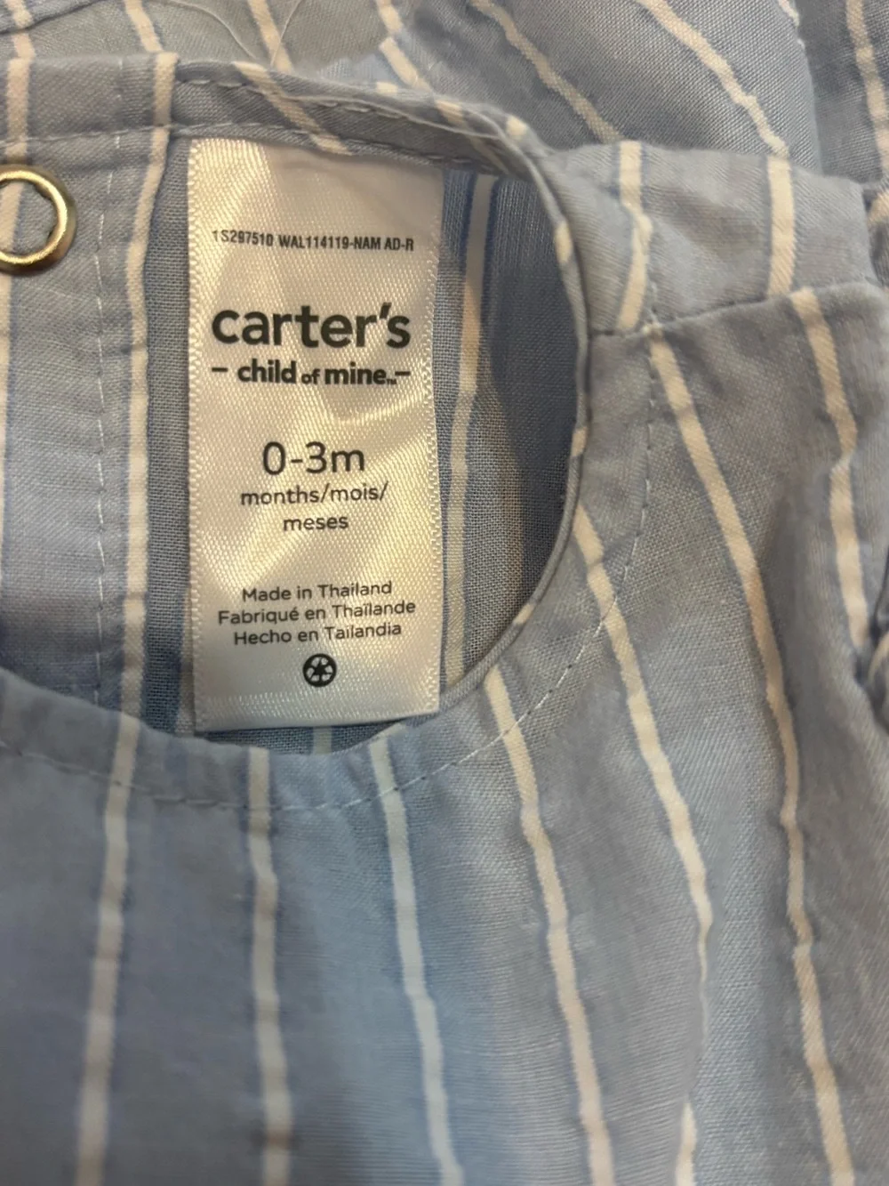Carter's Light Blue and White Striped Flutter-Sleeve One-Piece Dress